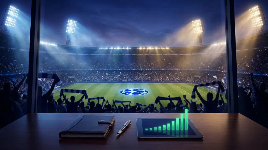 Stade de football européen illuminé lors d