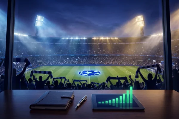 Stade de football européen illuminé lors d