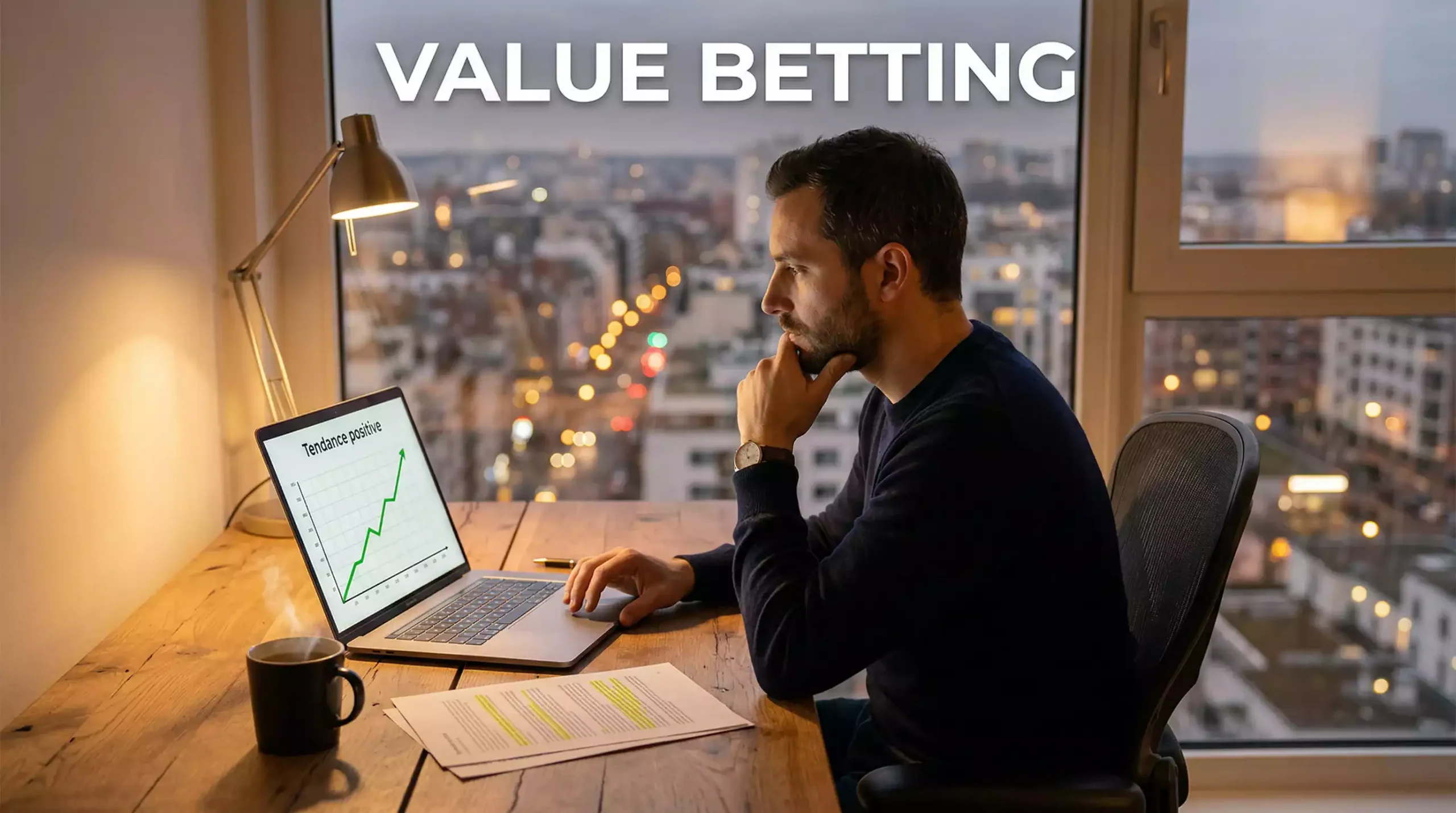 Personne pensive analysant des informations sur son ordinateur portable dans un environnement professionnel représentant l'évaluation de la valeur